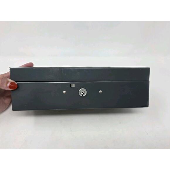 Mid Century Metal Money Box Vintage Grey Mold Master 10x5x3 No Key - Picture 3 of 13